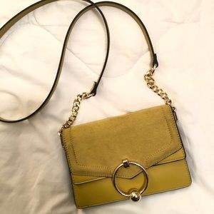 Topshop Suede Leather Crossbody Bag - Yellow